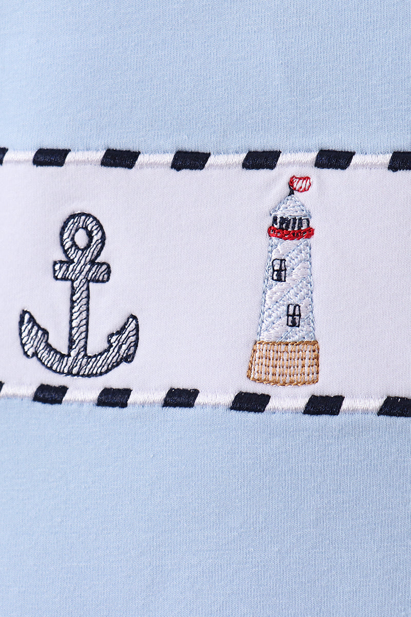 Sailboat Embroidered Shorts Set