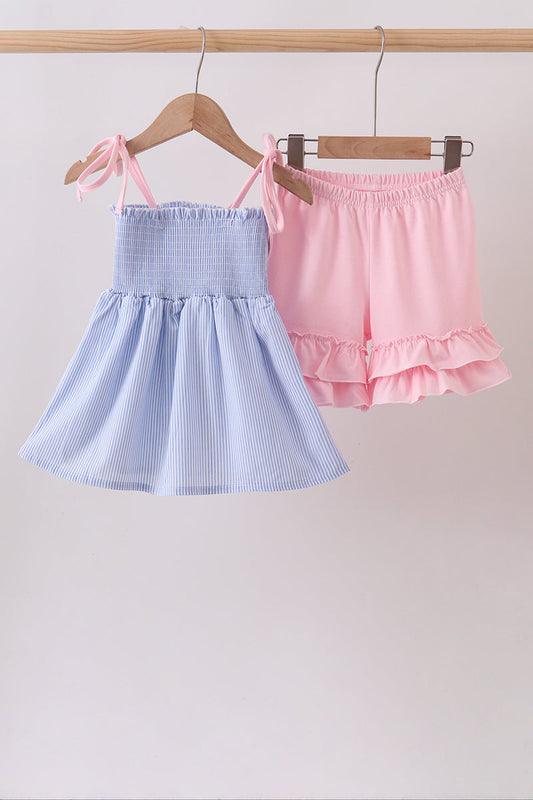 Bow Smocked Seersucker Set