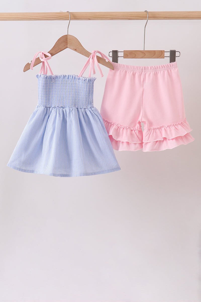 Bow Smocked Seersucker Set