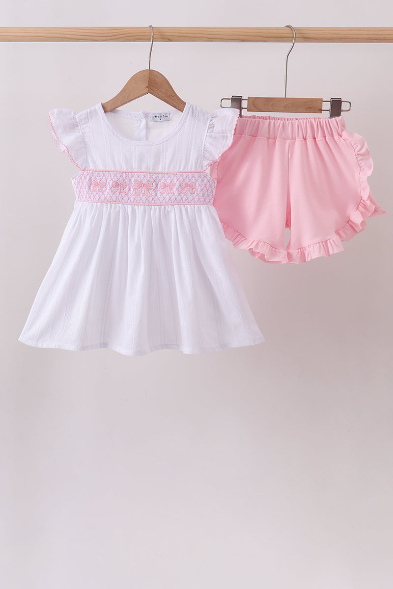 Bow Smocked Shorts Set