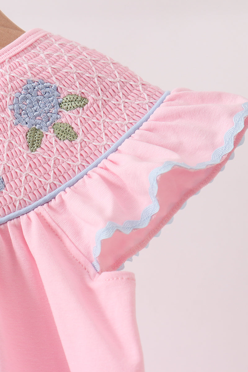 Pink Hydrangea Smocked Dress