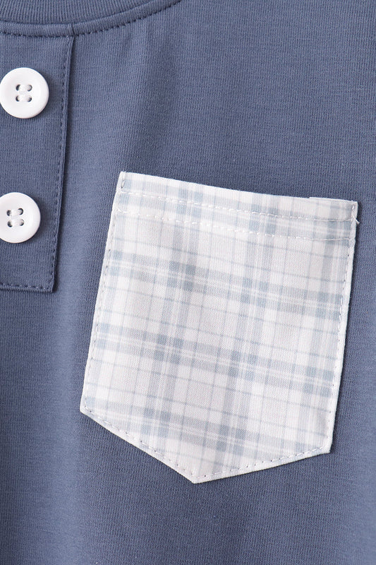 Pocket Plaid Pants Set