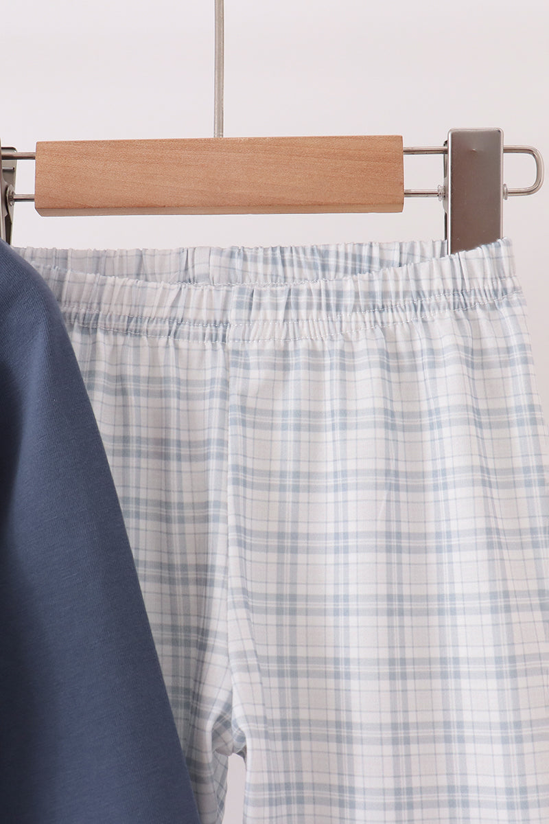 Pocket Plaid Pants Set