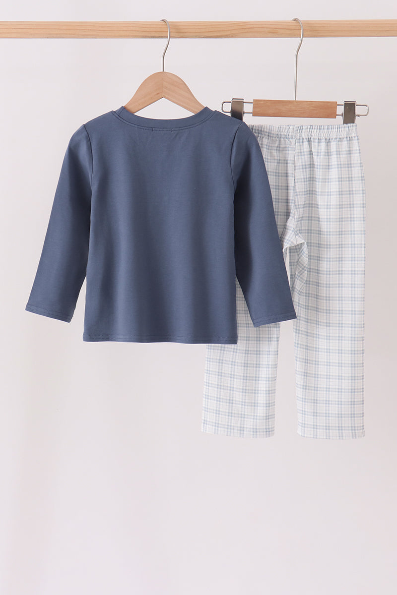 Pocket Plaid Pants Set