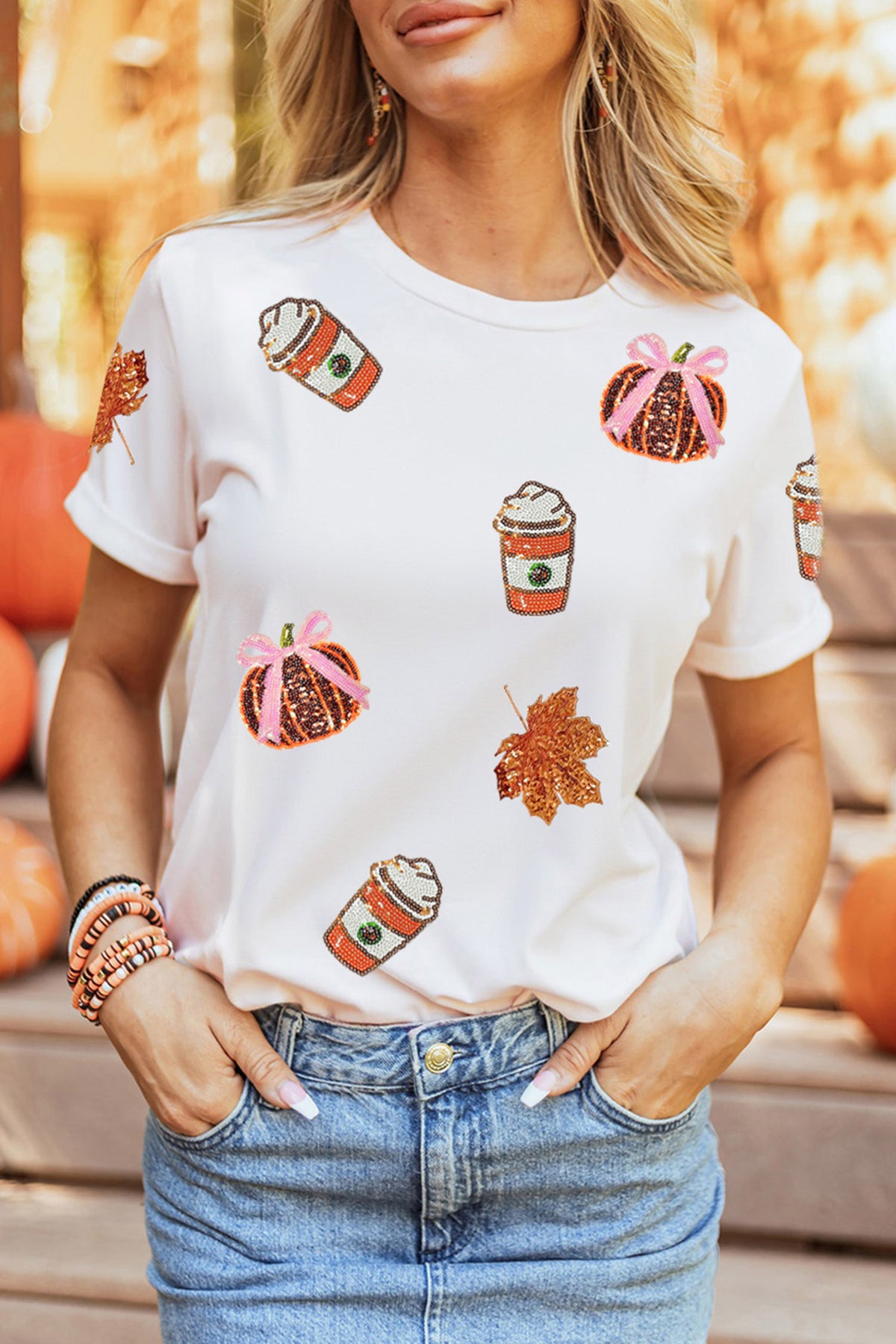 Sequined Pumpkin T-Shirt