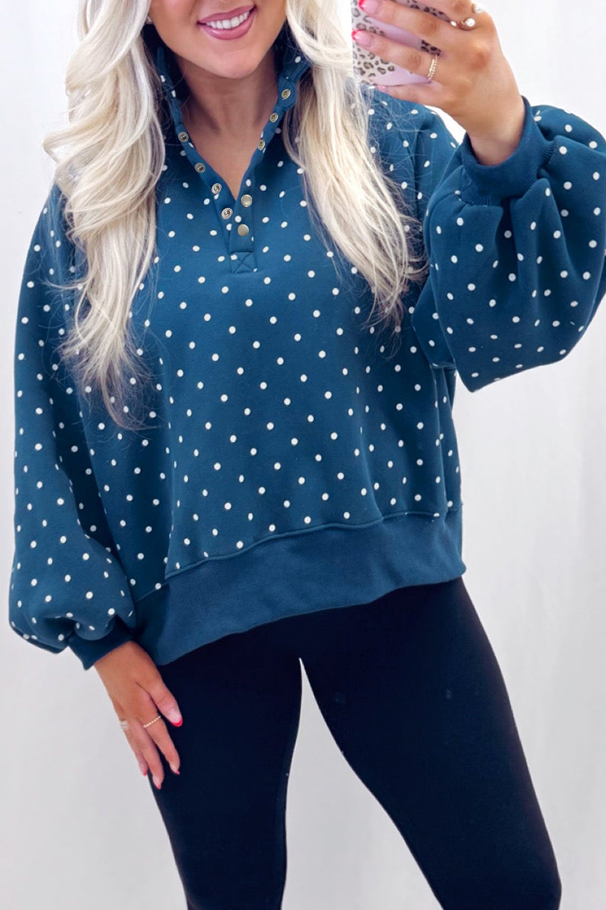 Polka Dot Casual Pullover Sweatshirt
