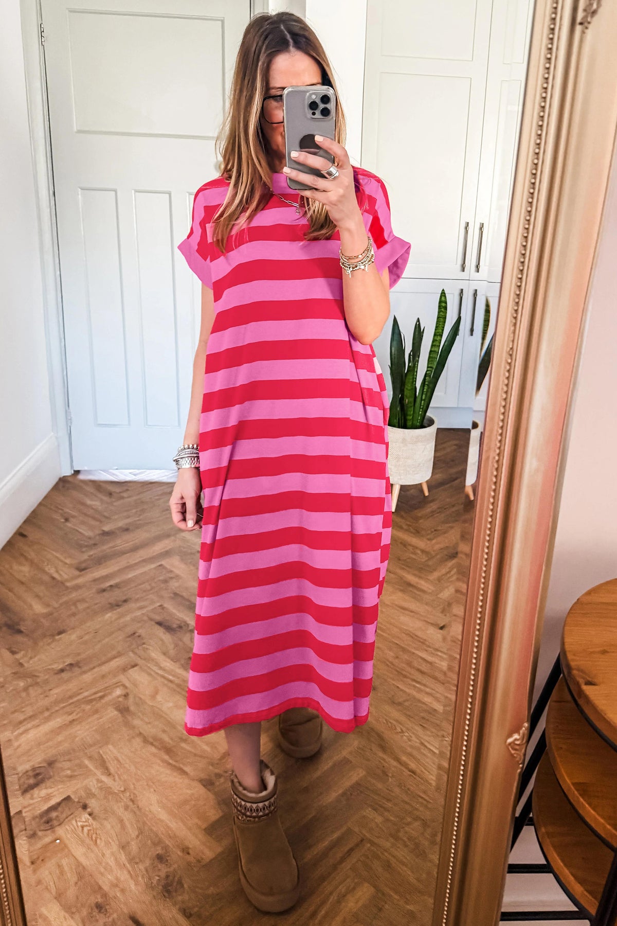 Stripe Pocketed Long Dress
