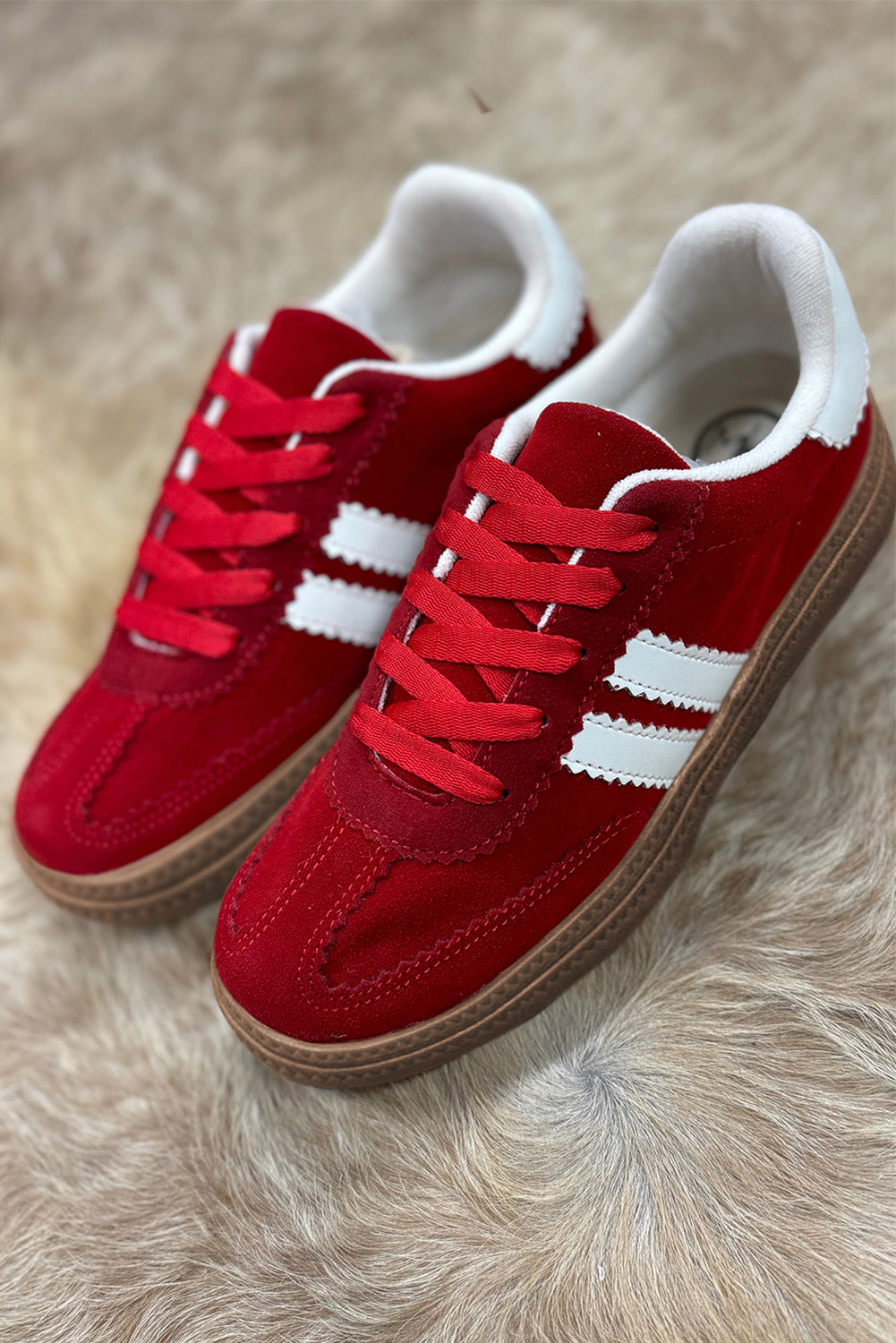 Red Vintage Striped Flat Shoes