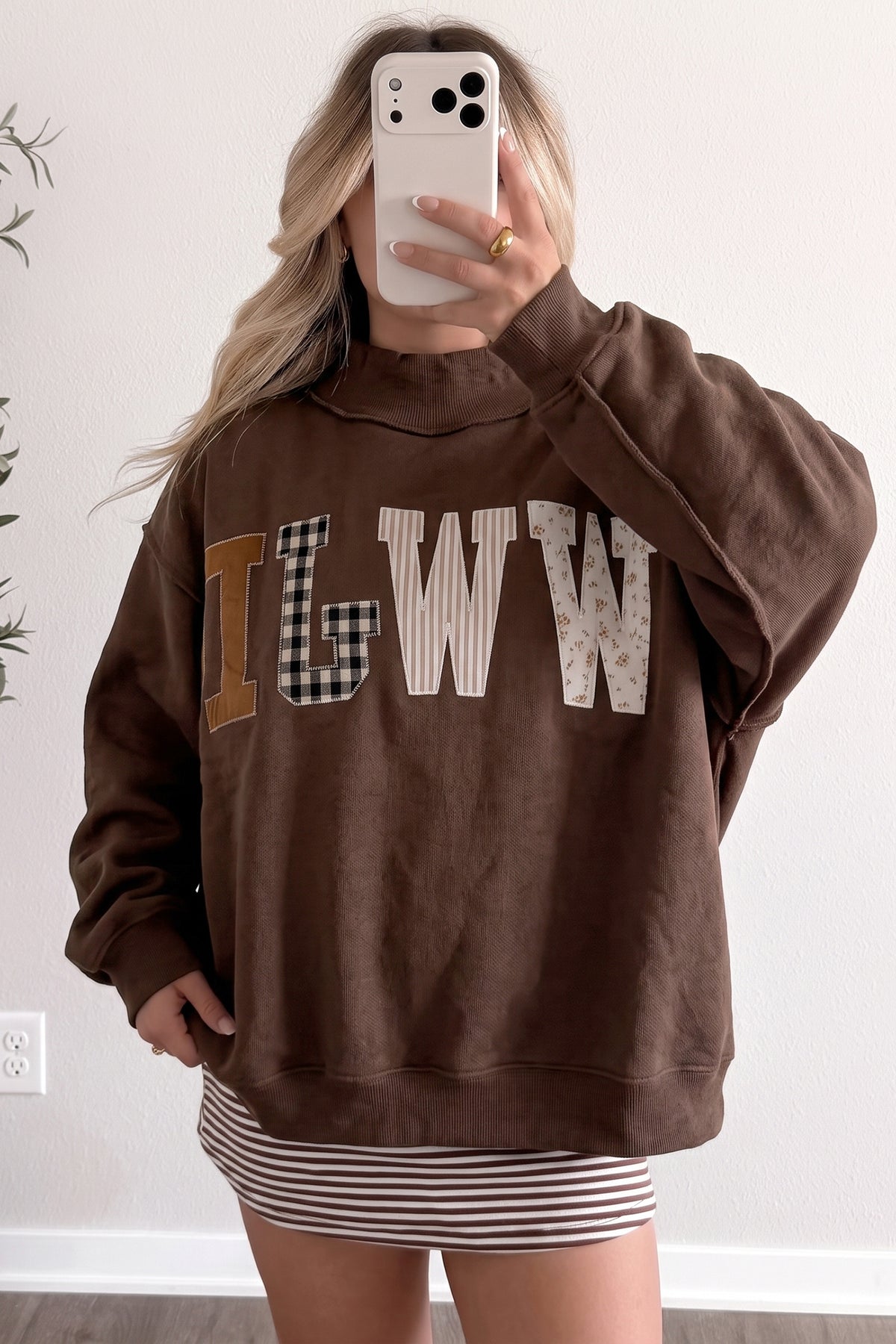 WWJD Embroidered Mock Neck Sweatshirt