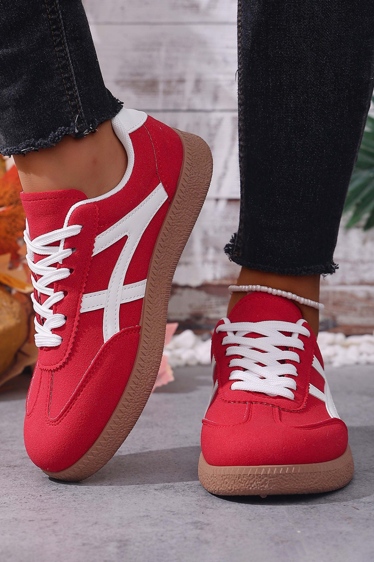 Faux Suede Flat Sneakers
