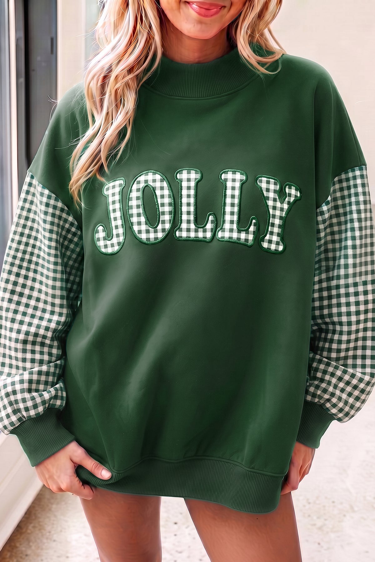 Plaid Oversized Pullover Sweatshirt
