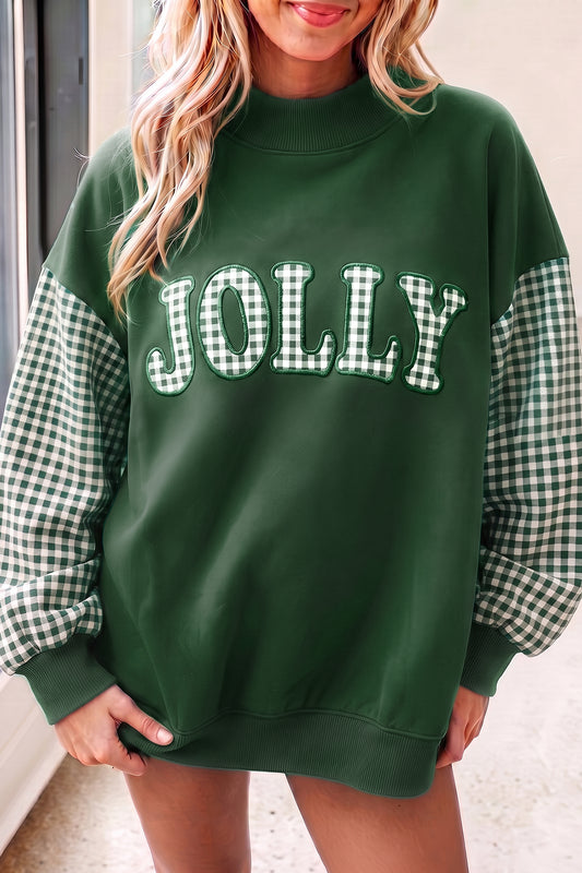 Plaid Oversized Pullover Sweatshirt