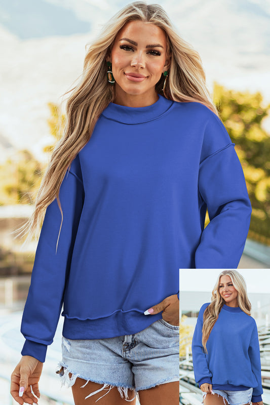 Oversize Reversible Mock Neck Sweatshirt