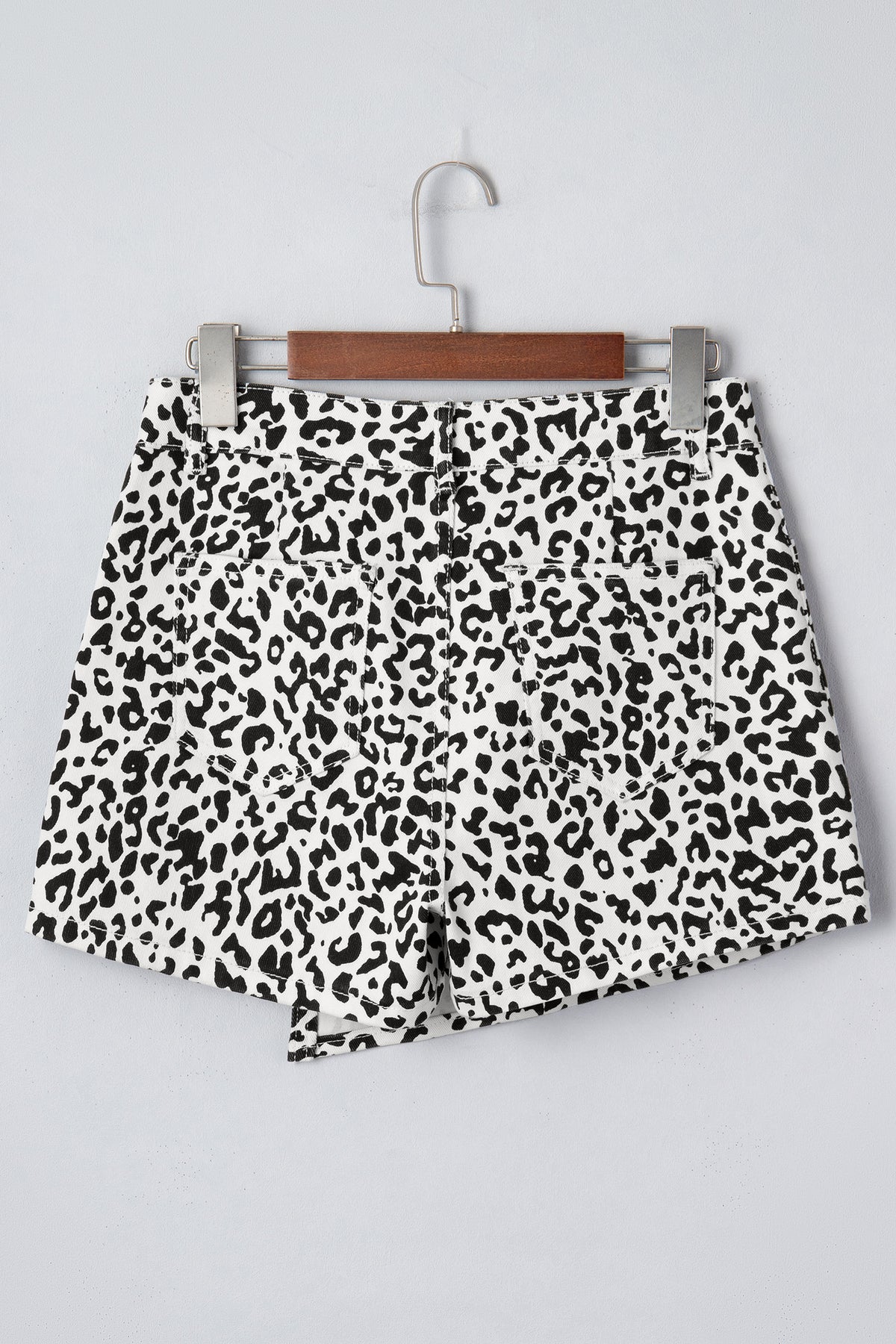 Black Leopard Denim Shorts