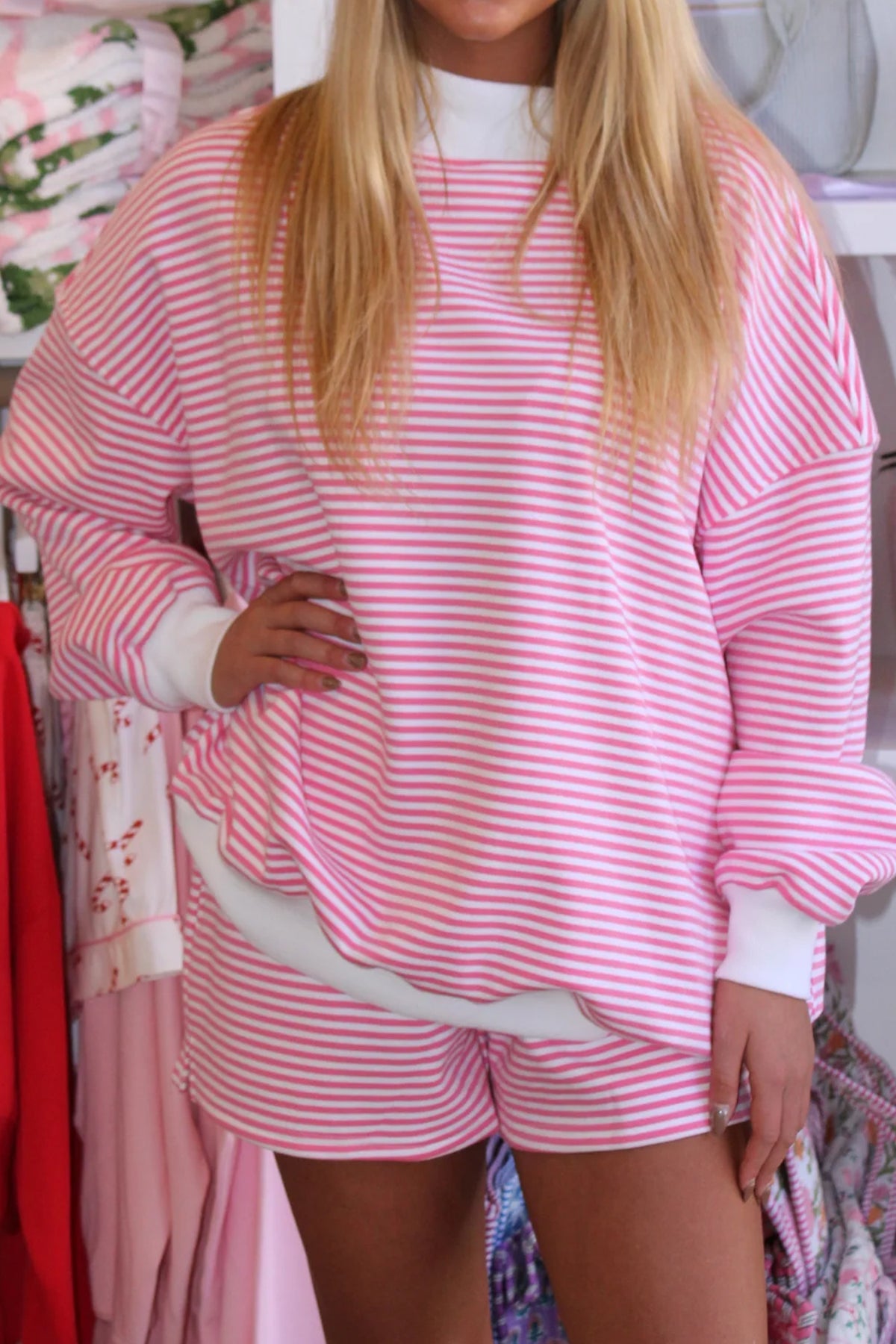 Mock Neck Sweatshirt and Shorts Set