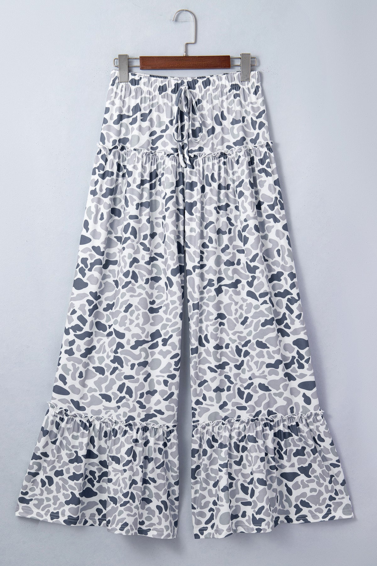Camo Print Wide Leg Casual Pants