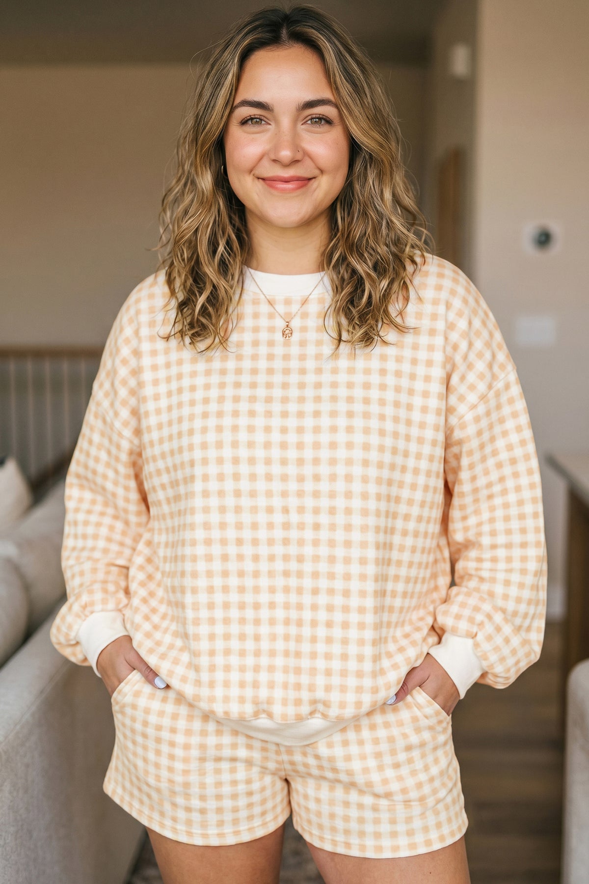 Loose Pullover Top w/ Shorts Plus Size
