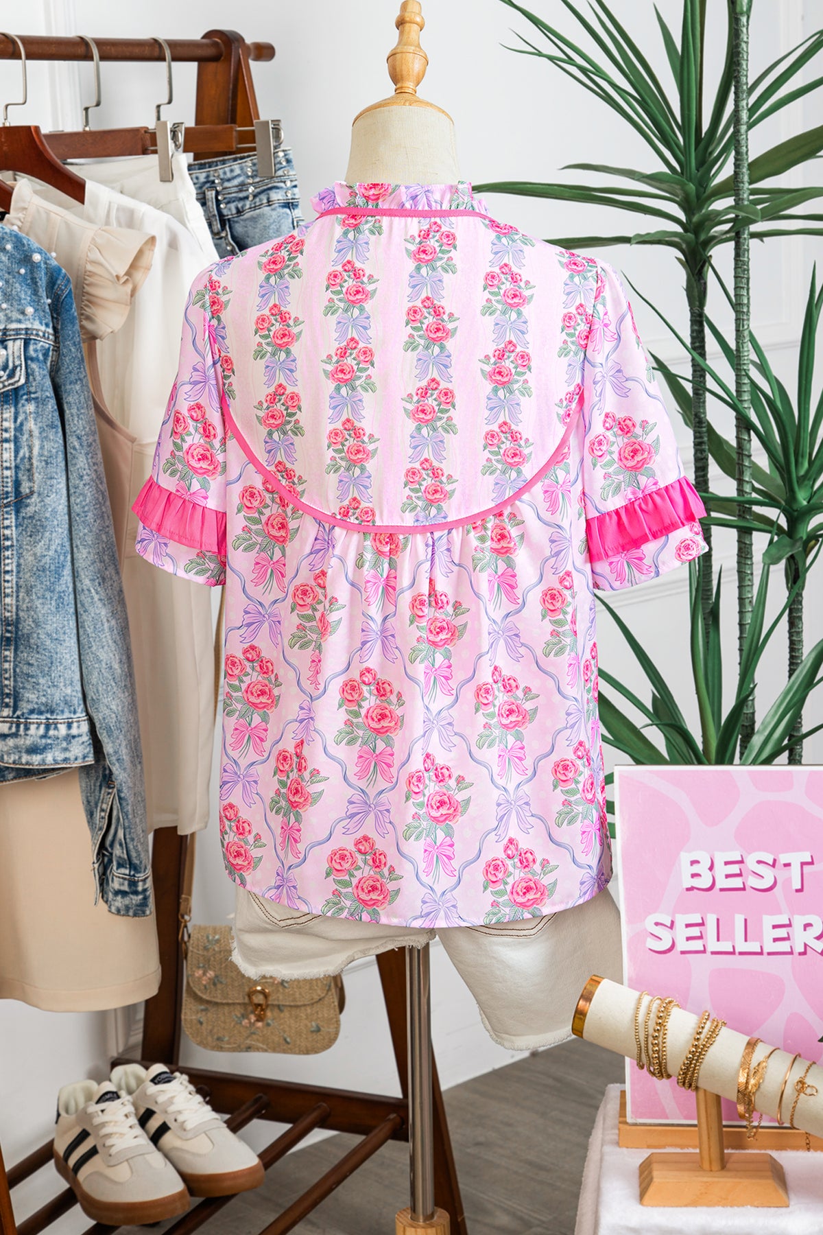 Floral Bow Printed Blouse