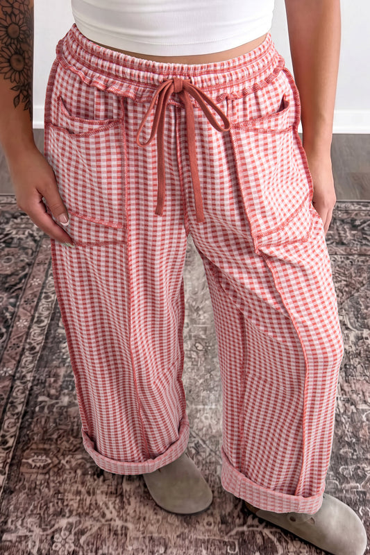 Plaid Drawstring Pants