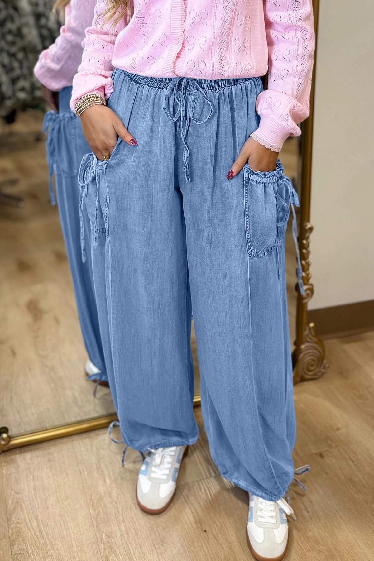Pocketed Loose Denim Pants