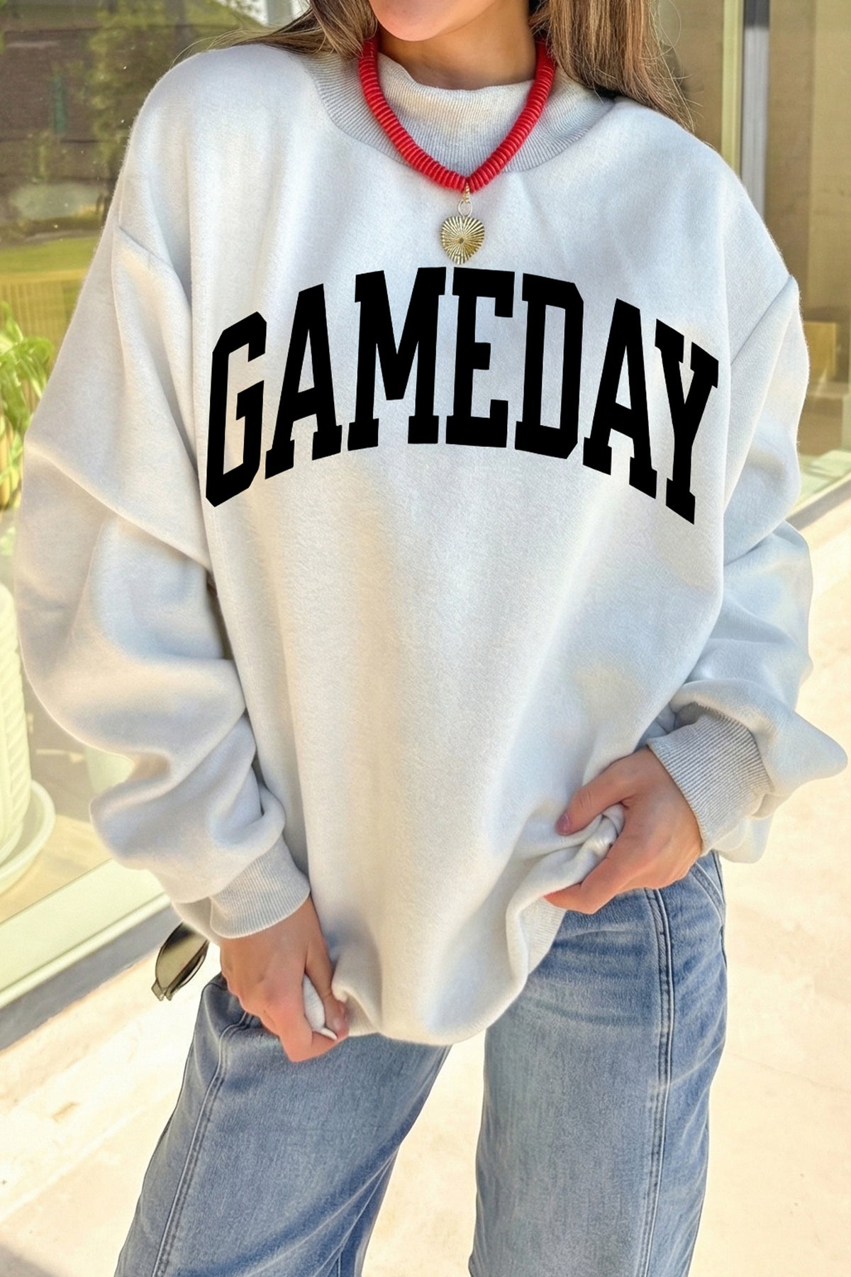 Light Grey High Neck Reversible Sweatshirt