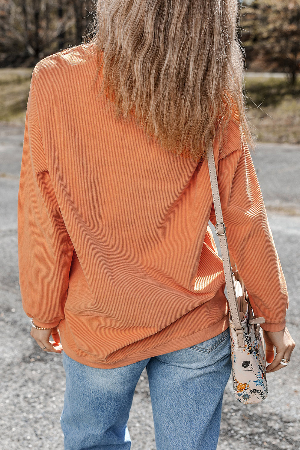 Smoke Gray Corduroy Oversized Sweatshirt