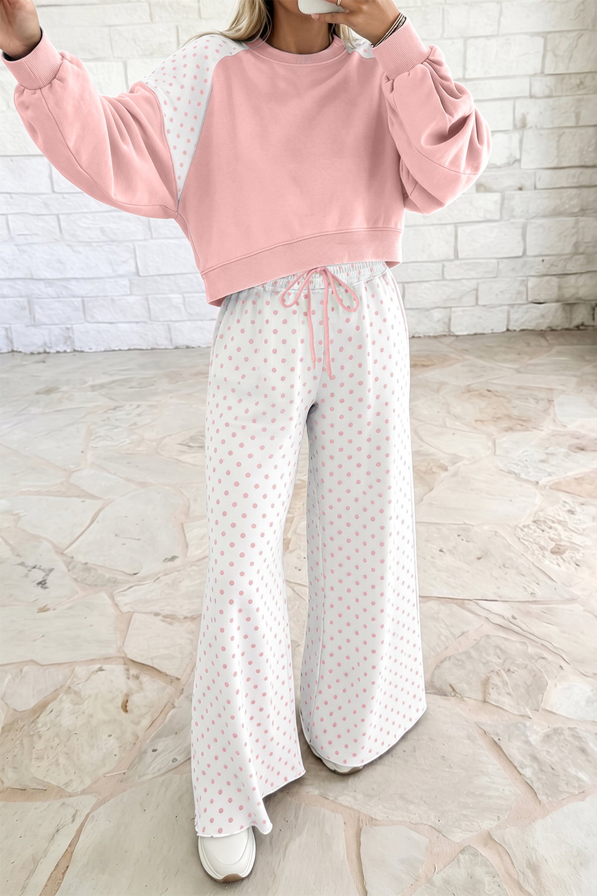 Polka Dot Long Sleeve Pants Set