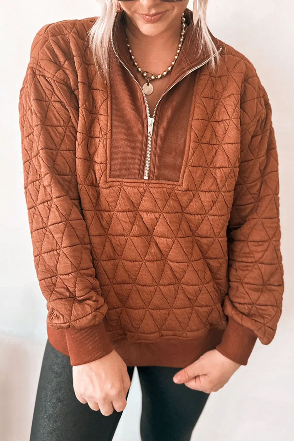 Quilted Half Zipped Sweatshirt