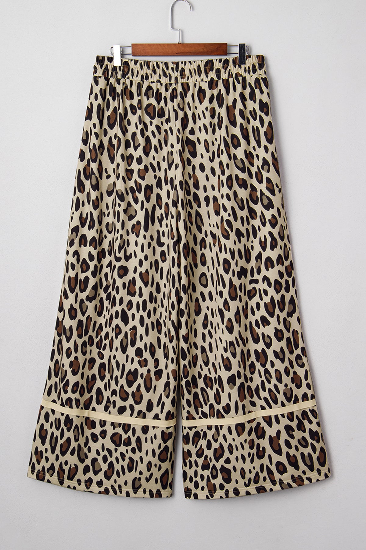 Plus Size Drawstring Leopard Wide Leg Pants