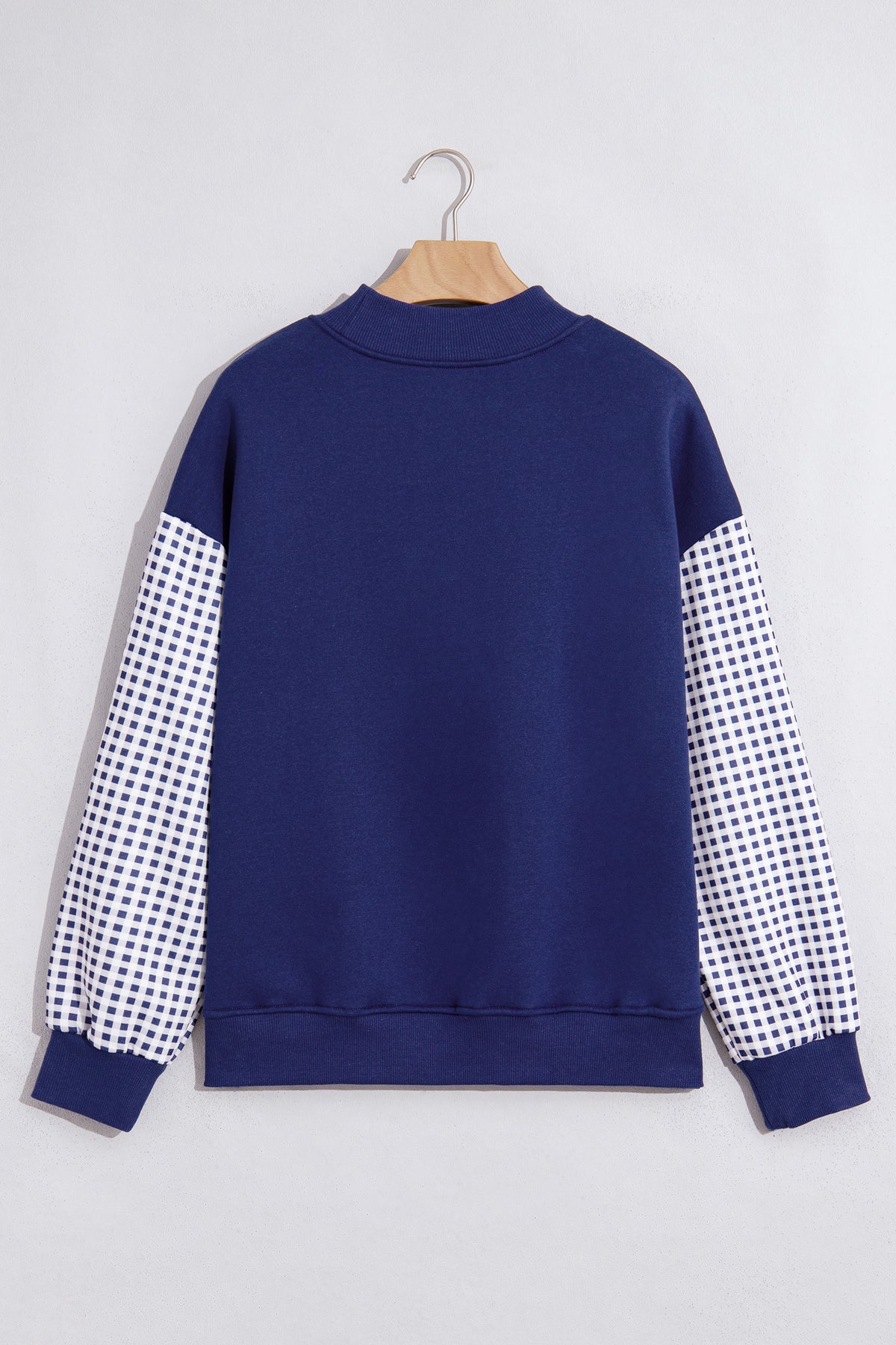 Plaid Sleeve Loose Tunic Sweatshirt