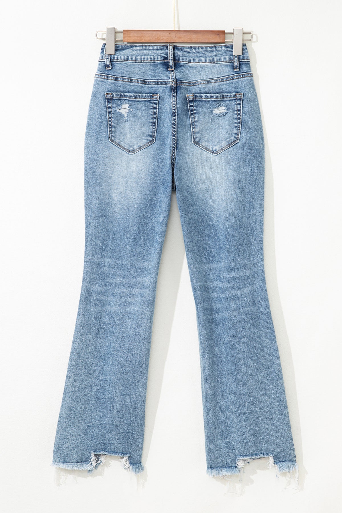 Myosotis Raw Hem Ripped Flare Jeans