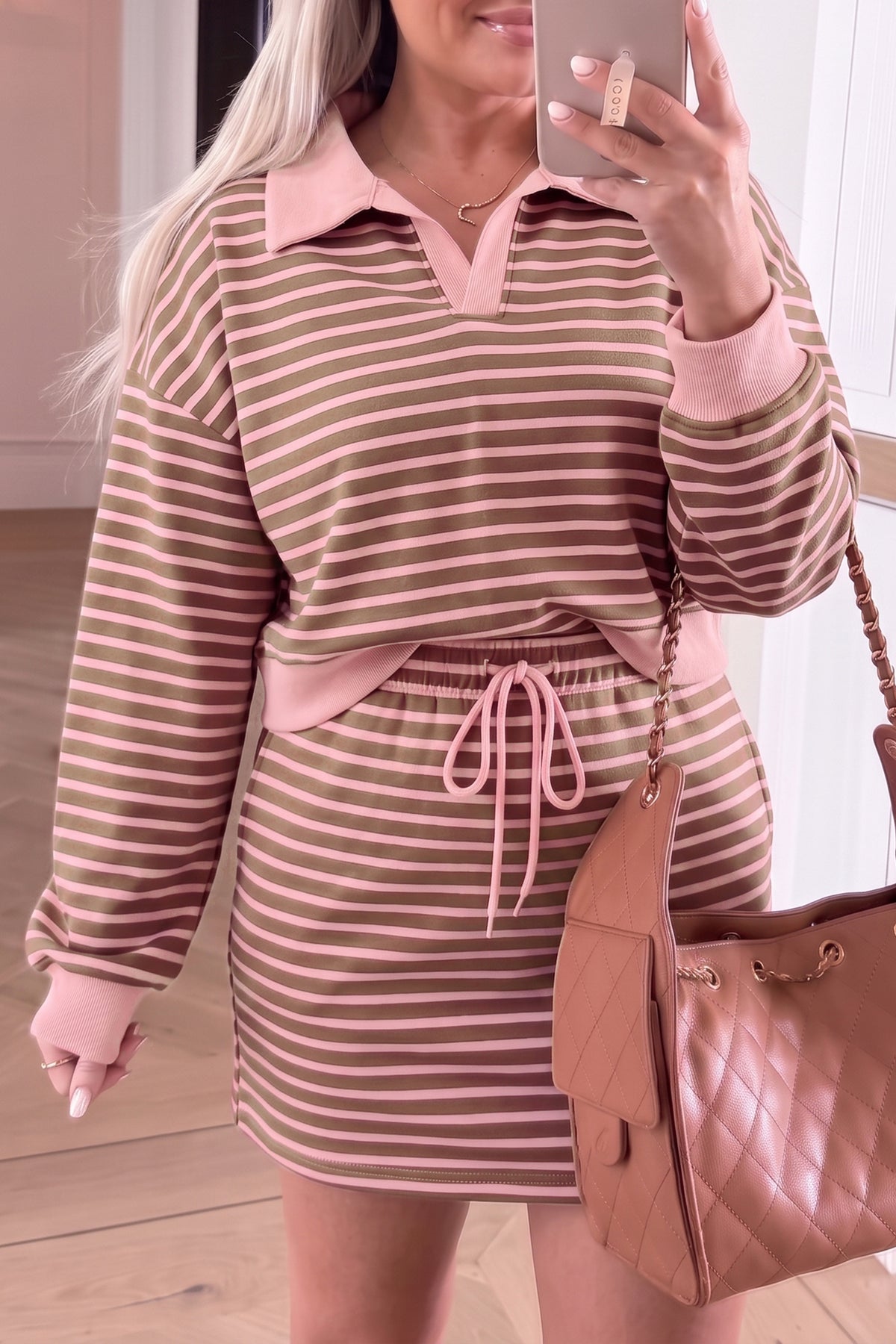 Striped Long Sleeve Top w/ Skort Set