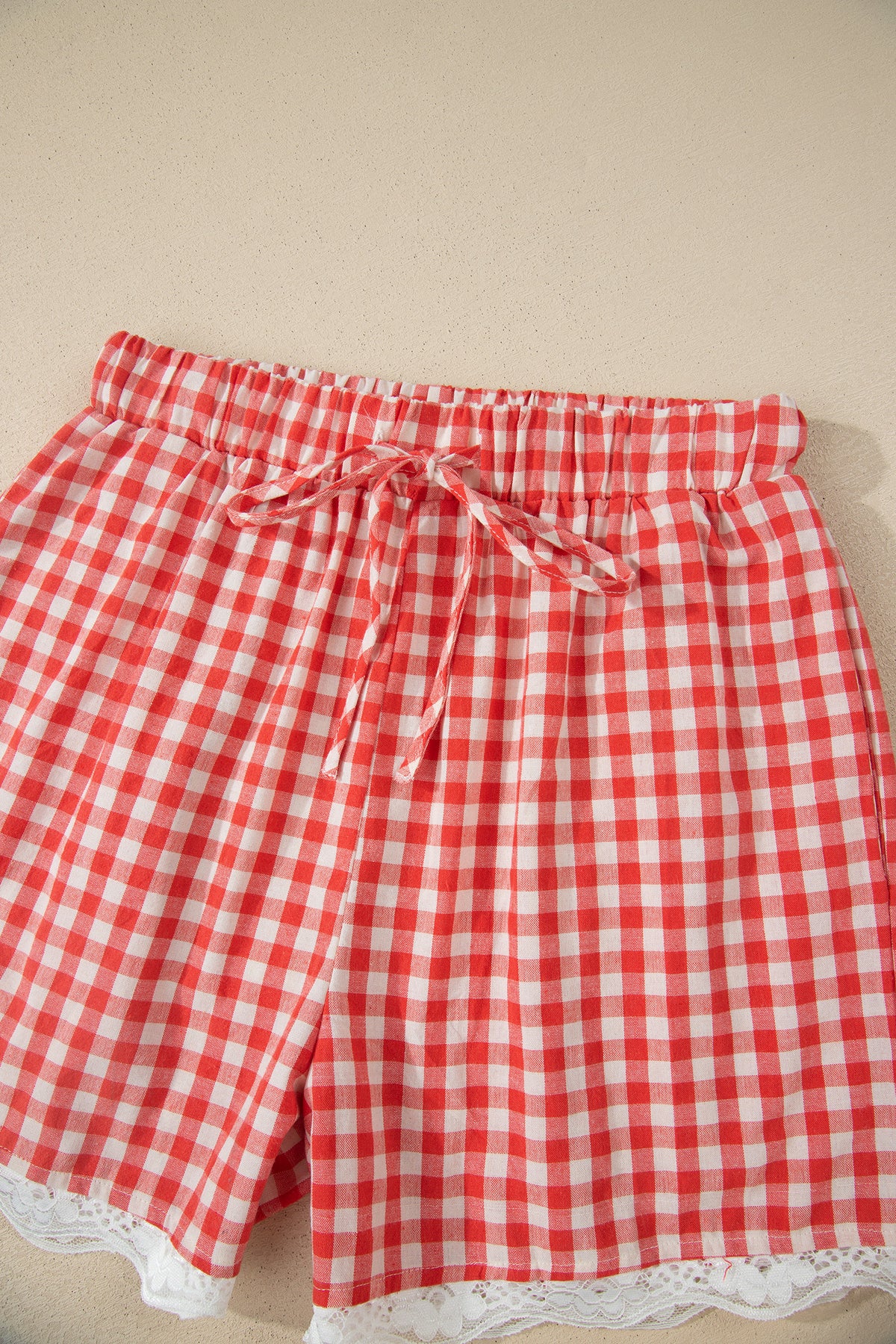 Plaid Tie Hem Casual Shorts