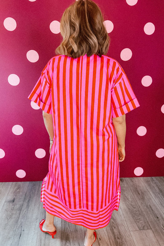 Red Stripe Midi Dress