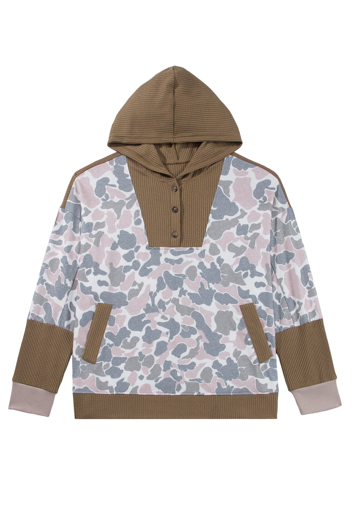 Camouflage Waffle Knit Plus Size Hoodie
