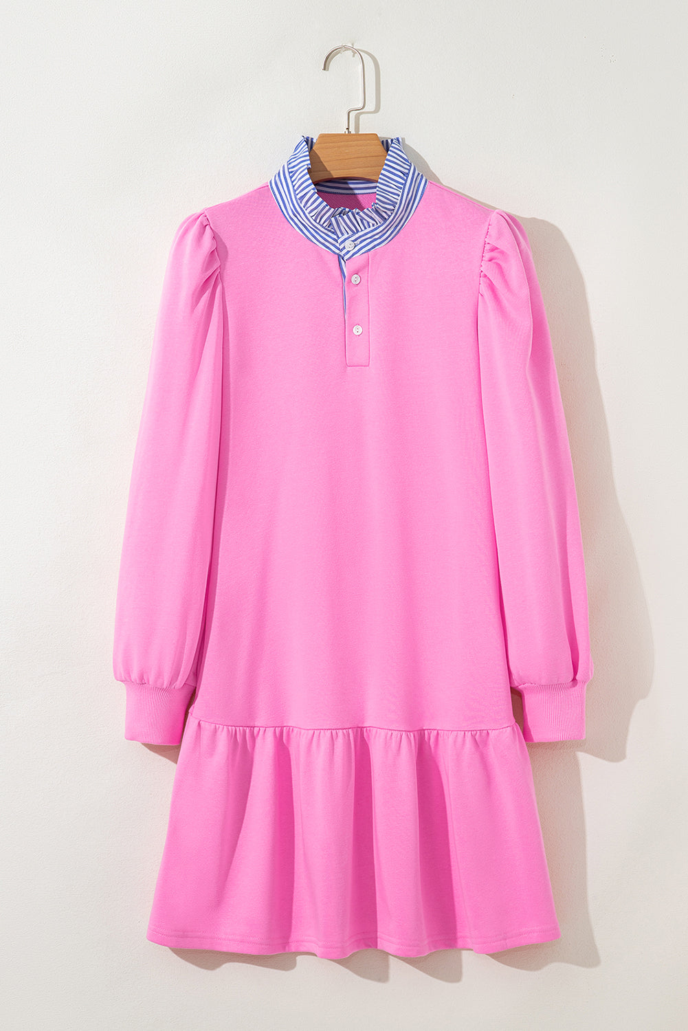 Striped Puff Sleeve Hem Dress