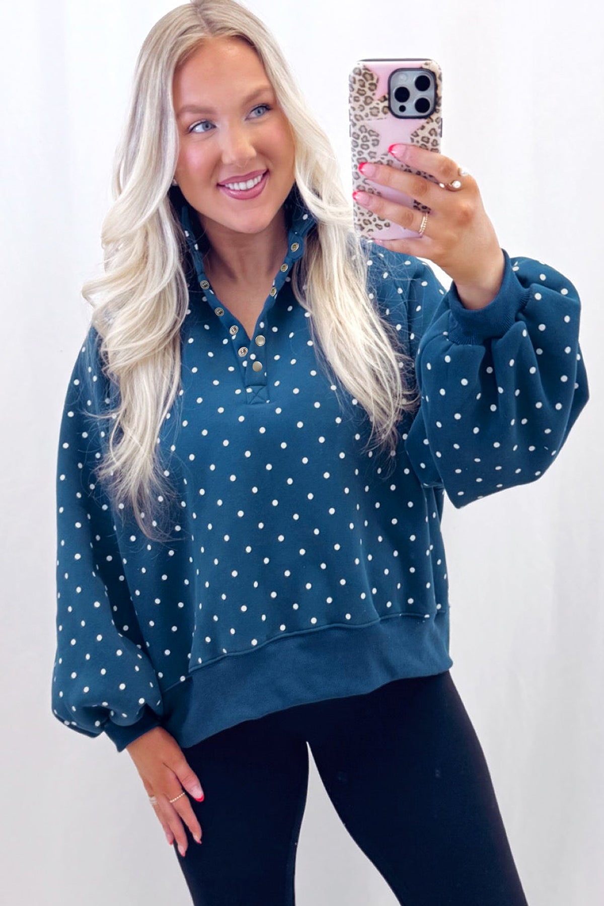 Polka Dot Casual Pullover Sweatshirt