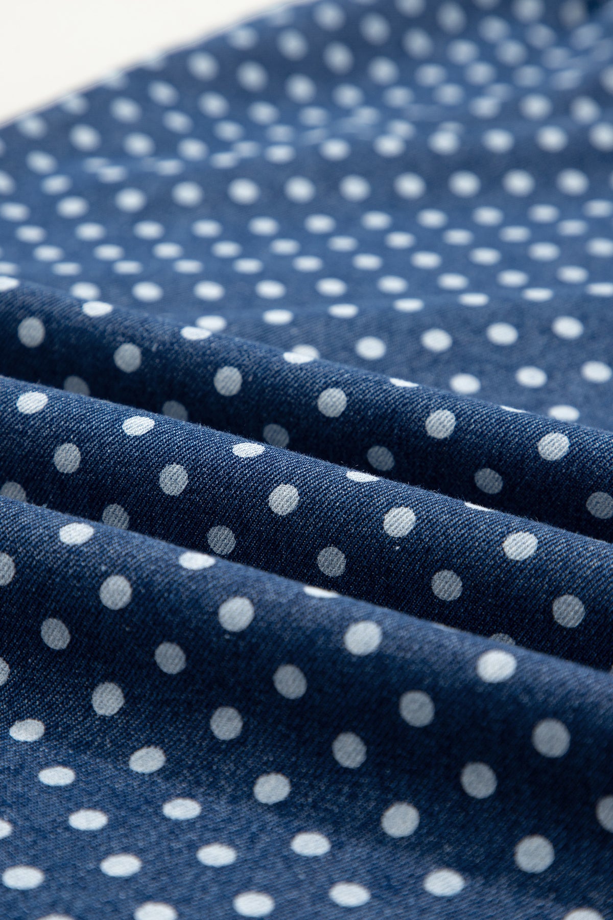 Polka Dot Button Pleated Wide Leg Jeans