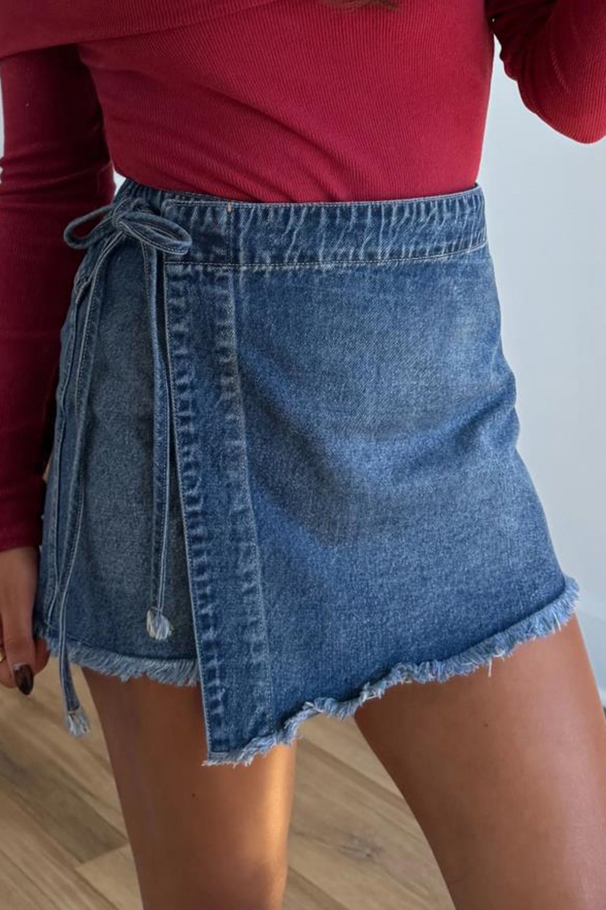 Ashleigh Blue Tied Waist Denim Skort