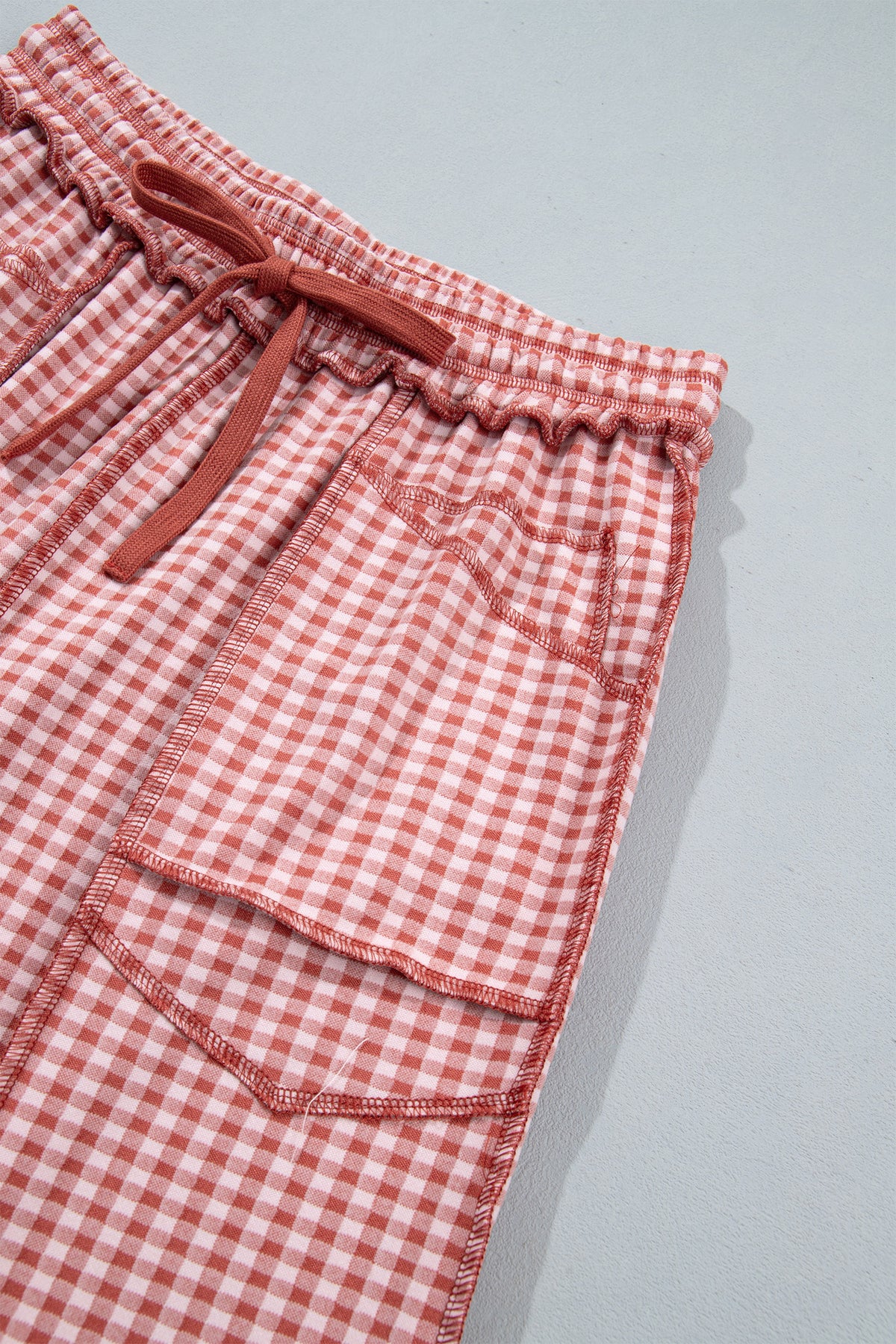 Plaid Drawstring Pants
