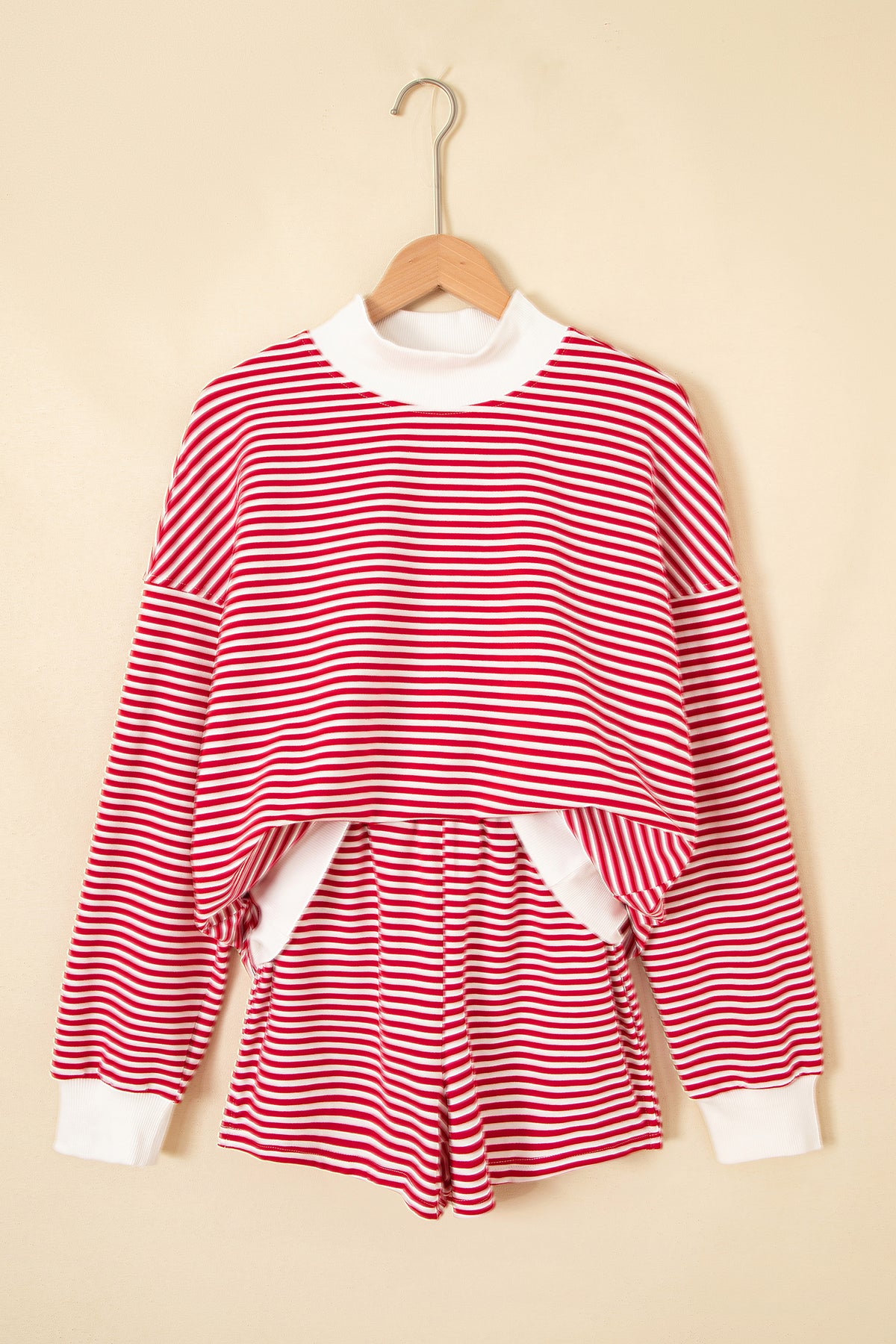 Mock Neck Sweatshirt and Shorts Set
