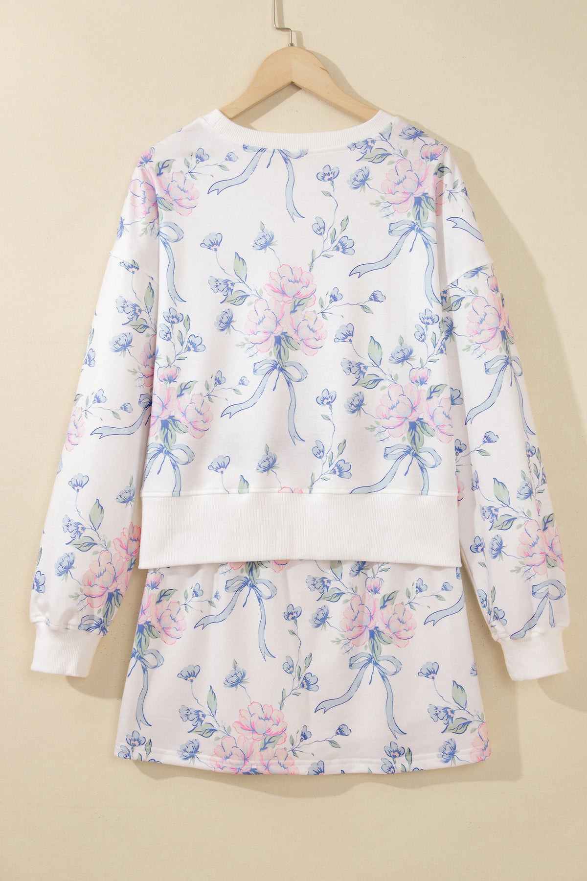 Floral Print Long Sleeve Top w/Skort Set