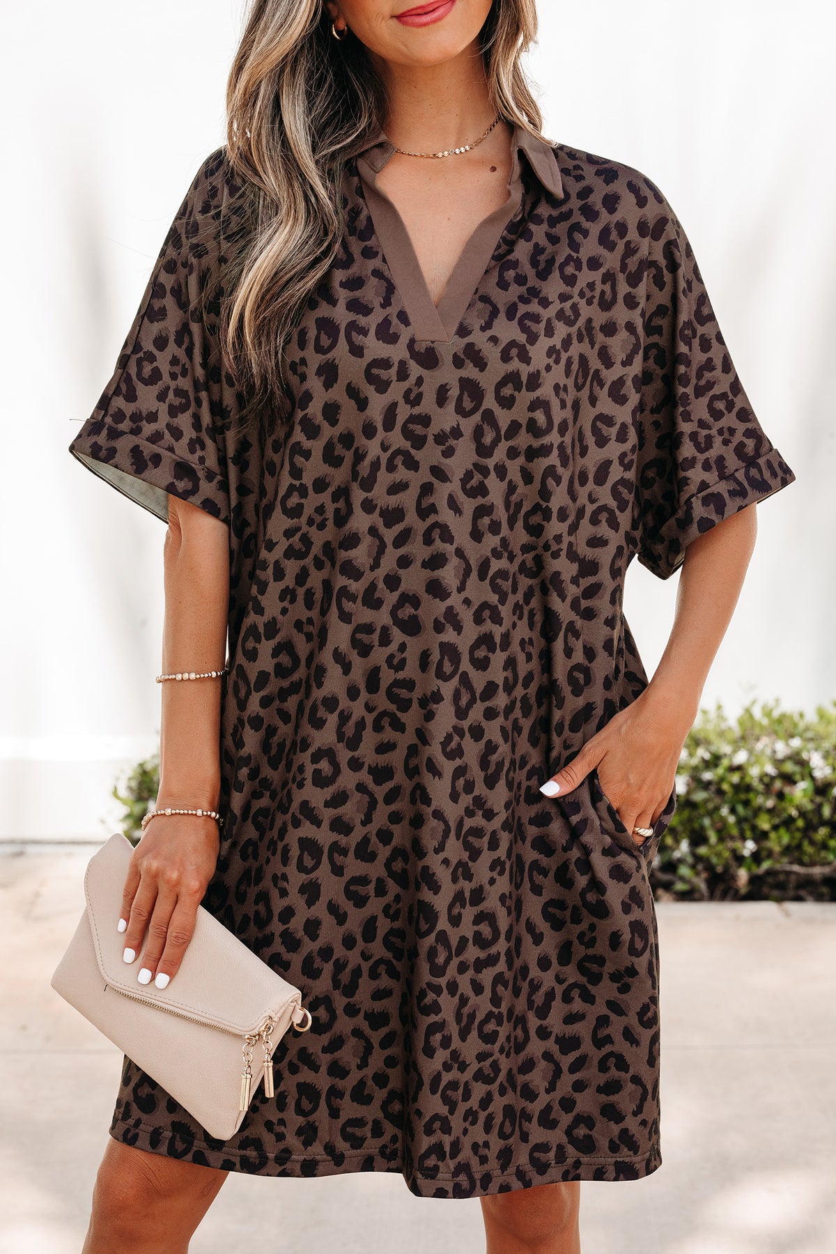 Leopard Print V-Neck Mini Dress