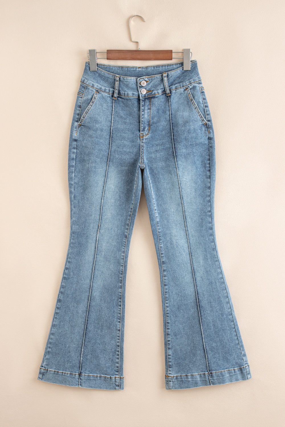 Button High Waist Bootcut Jeans