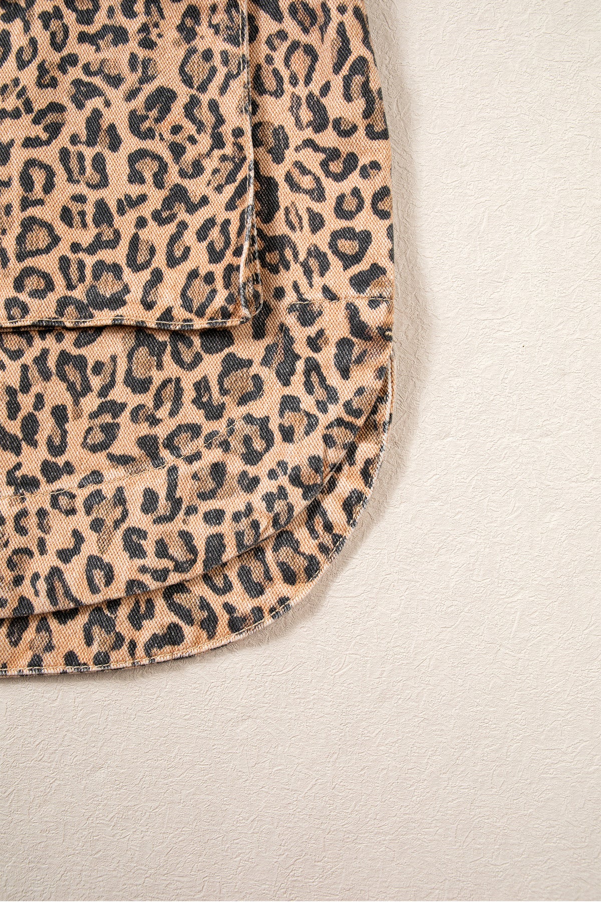 Leopard Print Long Sleeve Denim Jacket