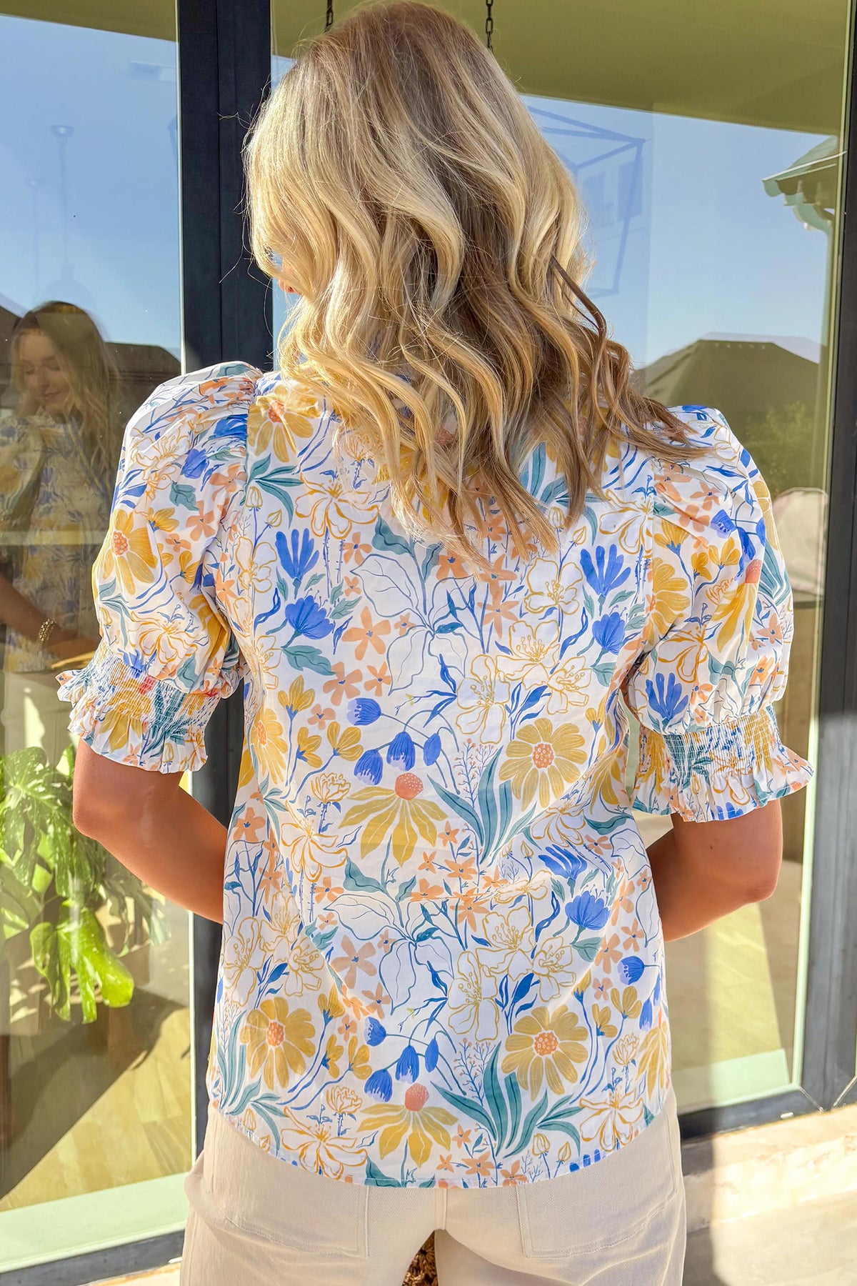 Floral Print Puff Sleeve Blouse