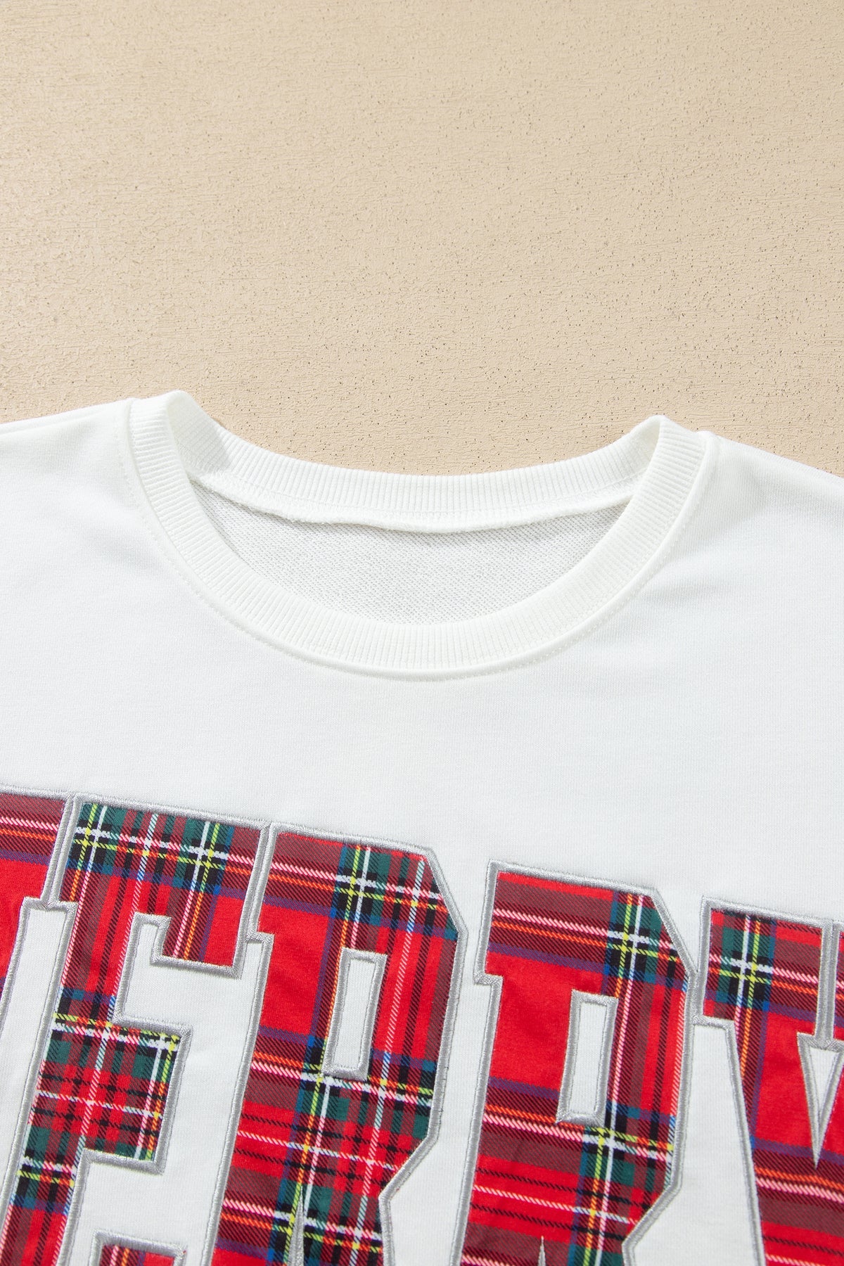 Plaid "MERRY" Long Sleeve Top and Shorts Set