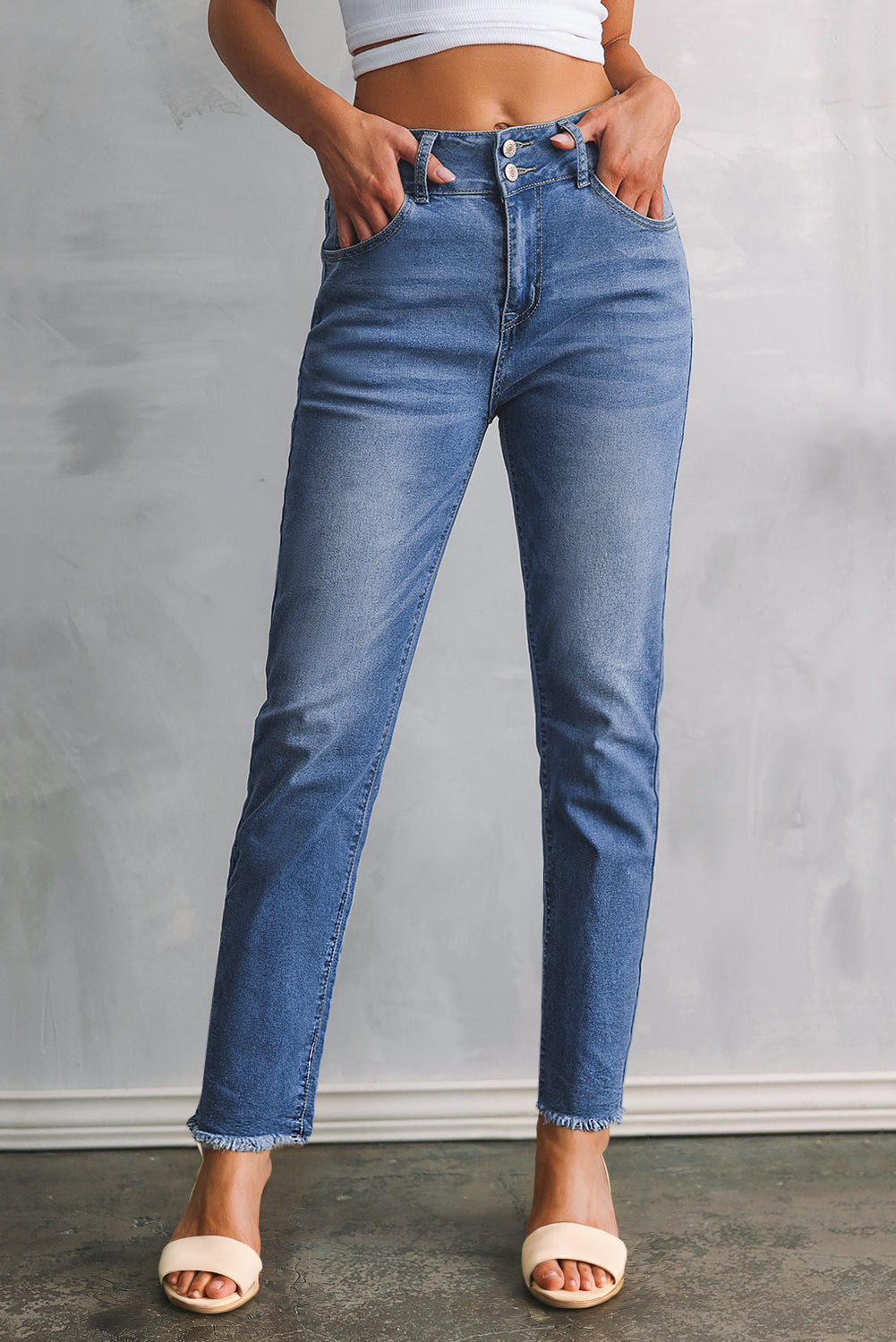 Raw Hem Slim Fit Jeans