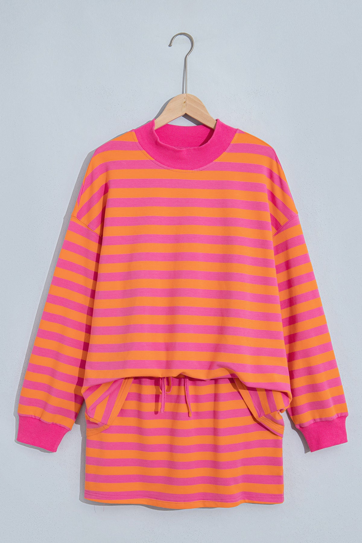 Stripe Mock Neck Mini Skort Set