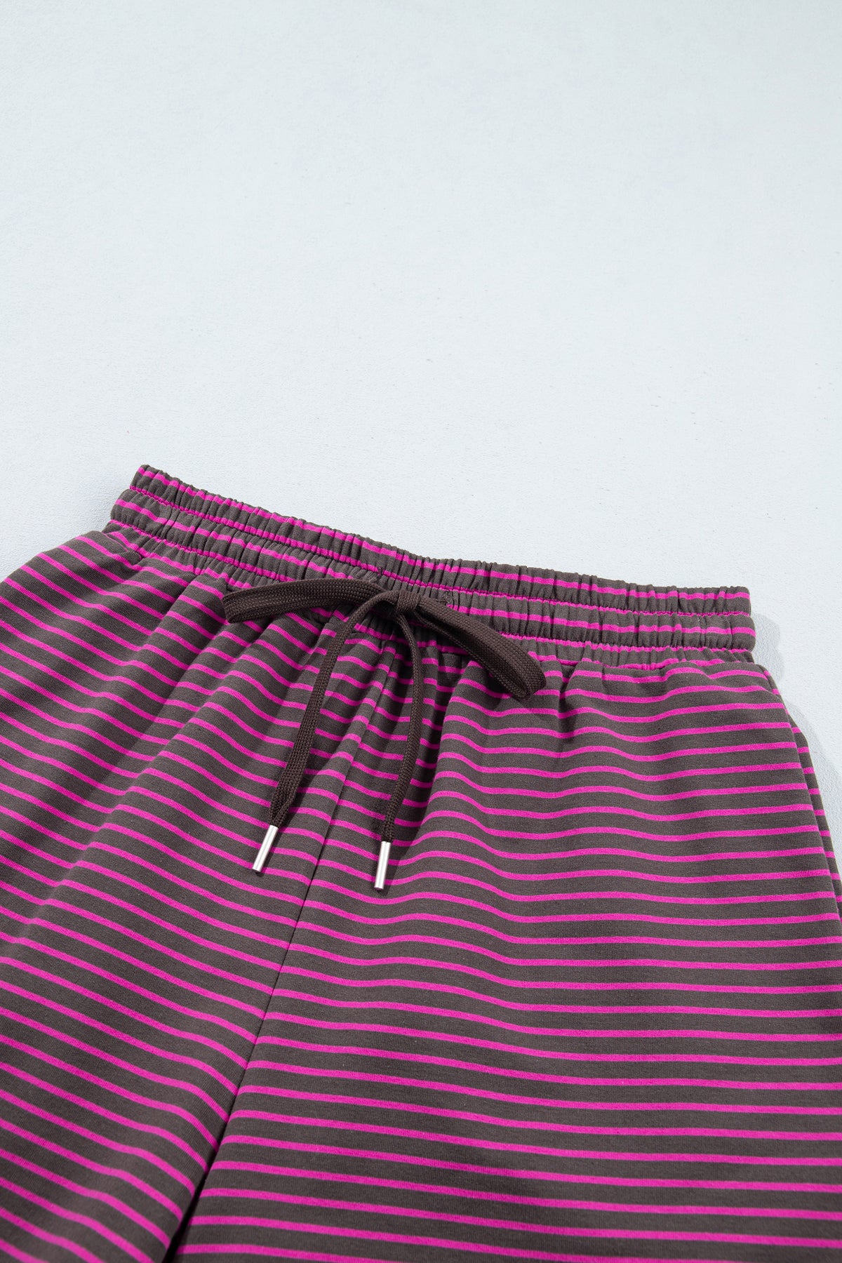 Striped Mock Neck Pullover w/ Shorts Set